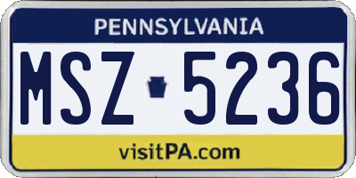 PA license plate MSZ5236