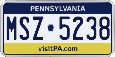 PA license plate MSZ5238