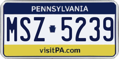 PA license plate MSZ5239