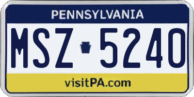 PA license plate MSZ5240