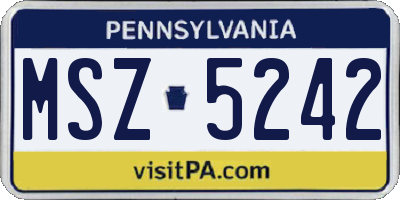 PA license plate MSZ5242