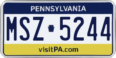 PA license plate MSZ5244