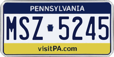 PA license plate MSZ5245