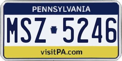 PA license plate MSZ5246