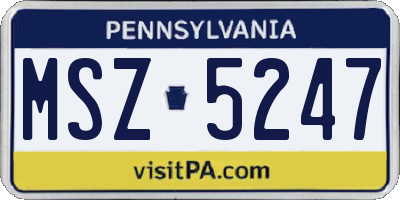 PA license plate MSZ5247