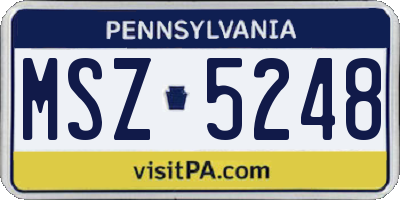 PA license plate MSZ5248