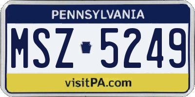 PA license plate MSZ5249