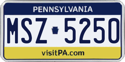 PA license plate MSZ5250