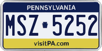 PA license plate MSZ5252