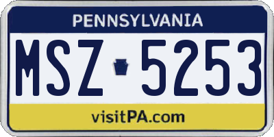 PA license plate MSZ5253