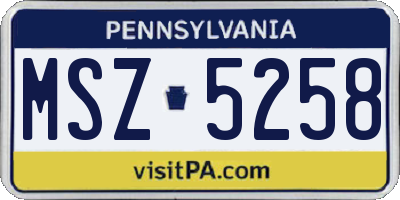 PA license plate MSZ5258