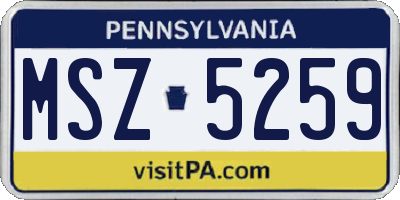 PA license plate MSZ5259