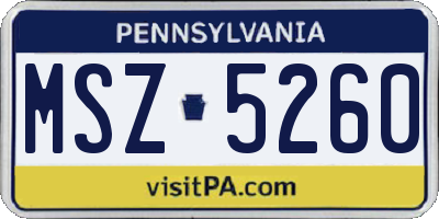 PA license plate MSZ5260