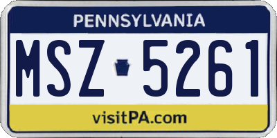 PA license plate MSZ5261