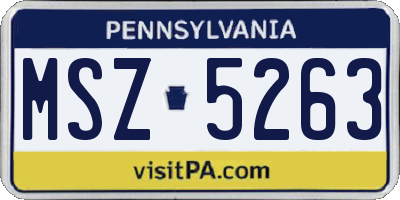 PA license plate MSZ5263