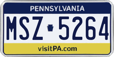 PA license plate MSZ5264