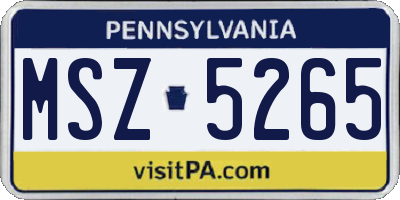 PA license plate MSZ5265