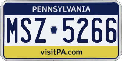 PA license plate MSZ5266