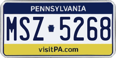 PA license plate MSZ5268