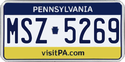 PA license plate MSZ5269