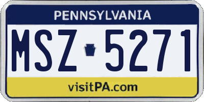 PA license plate MSZ5271
