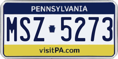 PA license plate MSZ5273