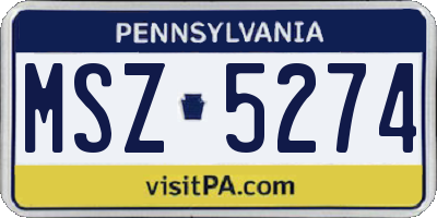 PA license plate MSZ5274