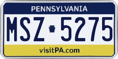 PA license plate MSZ5275