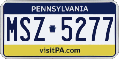PA license plate MSZ5277