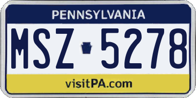 PA license plate MSZ5278