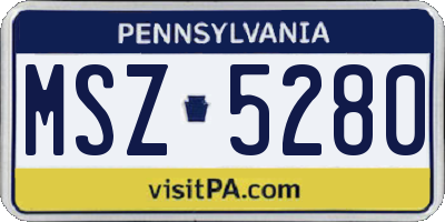 PA license plate MSZ5280