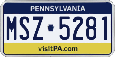 PA license plate MSZ5281