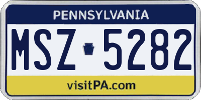 PA license plate MSZ5282