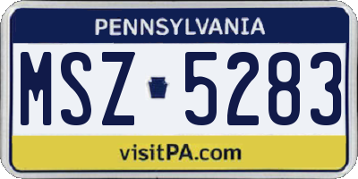 PA license plate MSZ5283