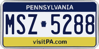 PA license plate MSZ5288