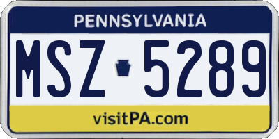 PA license plate MSZ5289