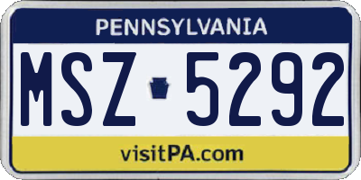 PA license plate MSZ5292
