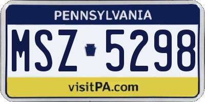 PA license plate MSZ5298