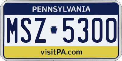 PA license plate MSZ5300