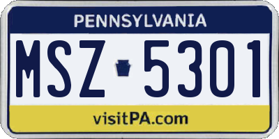 PA license plate MSZ5301