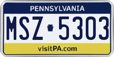 PA license plate MSZ5303