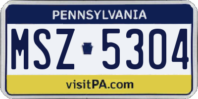 PA license plate MSZ5304