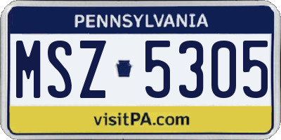 PA license plate MSZ5305