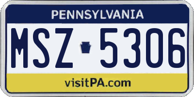 PA license plate MSZ5306