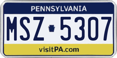 PA license plate MSZ5307