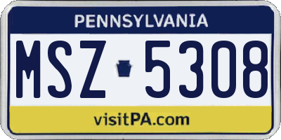 PA license plate MSZ5308