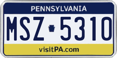 PA license plate MSZ5310