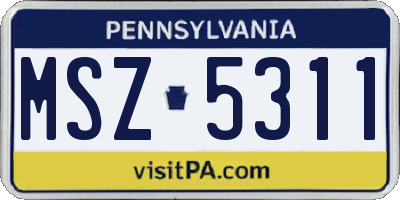 PA license plate MSZ5311