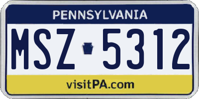 PA license plate MSZ5312