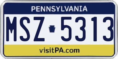 PA license plate MSZ5313